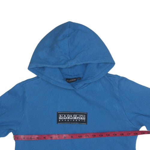 Napapijri Boys Blue Pullover Hoodie 12 Years Logo Fleece Sweatshirt