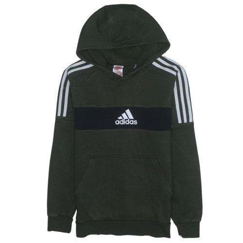 Adidas Boys Green Pullover Hoodie 13-14 Years Fleece Regular Fit
