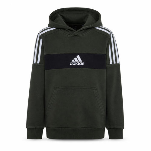 Adidas Boys Green Pullover Hoodie 13-14 Years Fleece Regular Fit