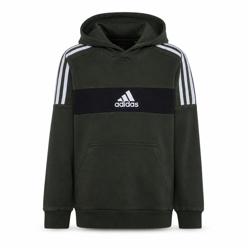 Adidas Boys Green Pullover Hoodie 13-14 Years Fleece Regular Fit