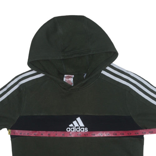 Adidas Boys Green Pullover Hoodie 13-14 Years Fleece Regular Fit