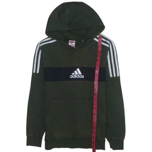 Adidas Boys Green Pullover Hoodie 13-14 Years Fleece Regular Fit