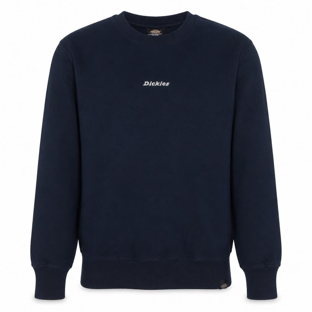 Front view of Dickies Men's Navy Crew Neck Pullover Sweatshirt Medium