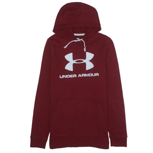 Under Armour Mens Red Pullover Hoodie Small Cotton Blend