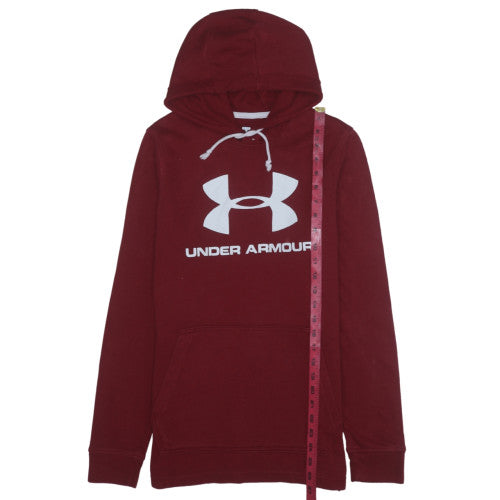 Under Armour Mens Red Pullover Hoodie Small Cotton Blend