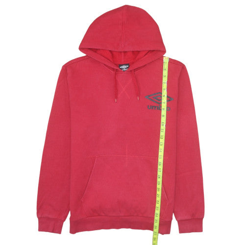 Umbro Men's Red Pullover Hoodie Medium Cotton Blend Graphic Logo