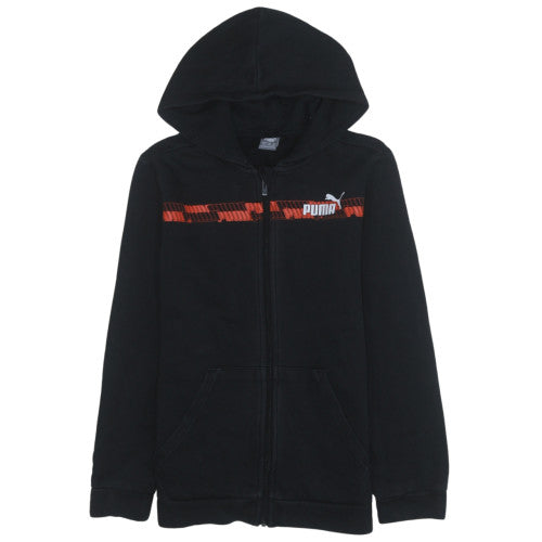 Puma Boys Black Full Zip Fleece Hoodie 16 Years Sports Logo Sweatshirt