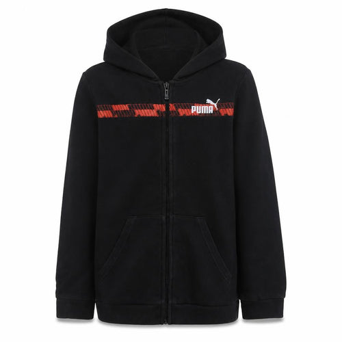 Puma Boys Black Full Zip Fleece Hoodie 16 Years Sports Logo Sweatshirt