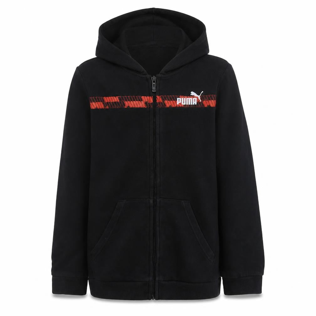 Puma Boys Black Full Zip Fleece Hoodie 16 Years Sports Logo Sweatshirt