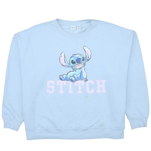 Disney Women Blue Stitch Sweatshirt 2XL Crew Neck Pullover