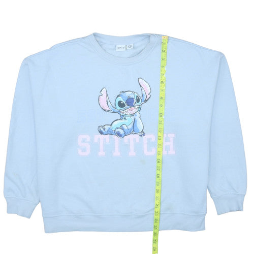 Disney Women Blue Stitch Sweatshirt 2XL Crew Neck Pullover