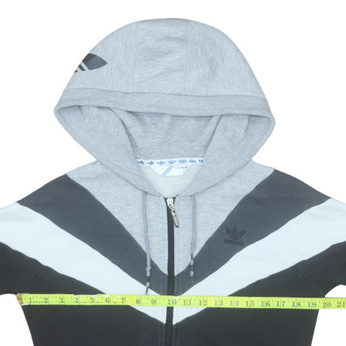 Adidas Womens Grey Full Zip Hoodie Size 12 Colourblock Sweatshirt