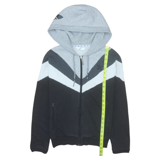 Adidas Womens Grey Full Zip Hoodie Size 12 Colourblock Sweatshirt