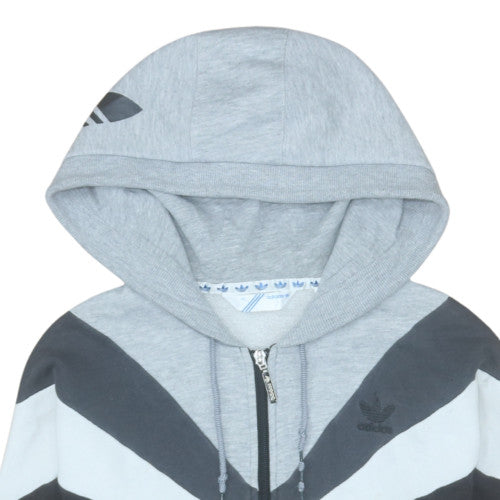 Adidas Womens Grey Full Zip Hoodie Size 12 Colourblock Sweatshirt