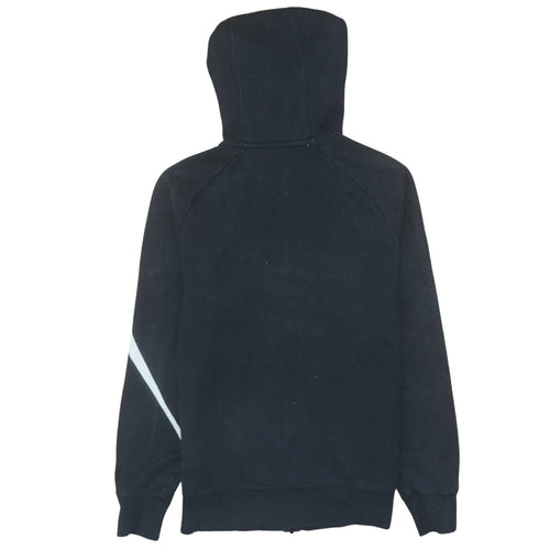 Nike Women Black Full Zip Hoodie Small Cotton Blend Lined Hood Retro Swoosh