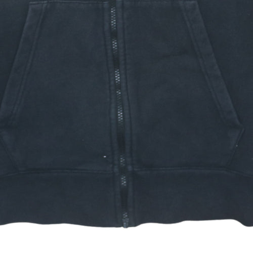 Nike Women Black Full Zip Hoodie Small Cotton Blend Lined Hood Retro Swoosh