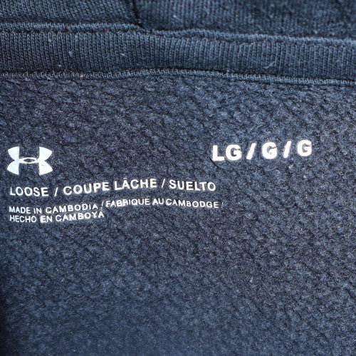 Under Armour Men's Black Large Pullover Hoodie Loose Fit Cotton Blend