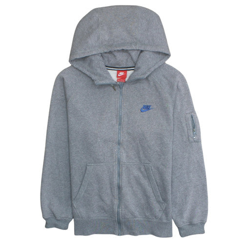 Nike Men's Grey Full Zip Hoodie L Fleece Sportswear Sweatshirt