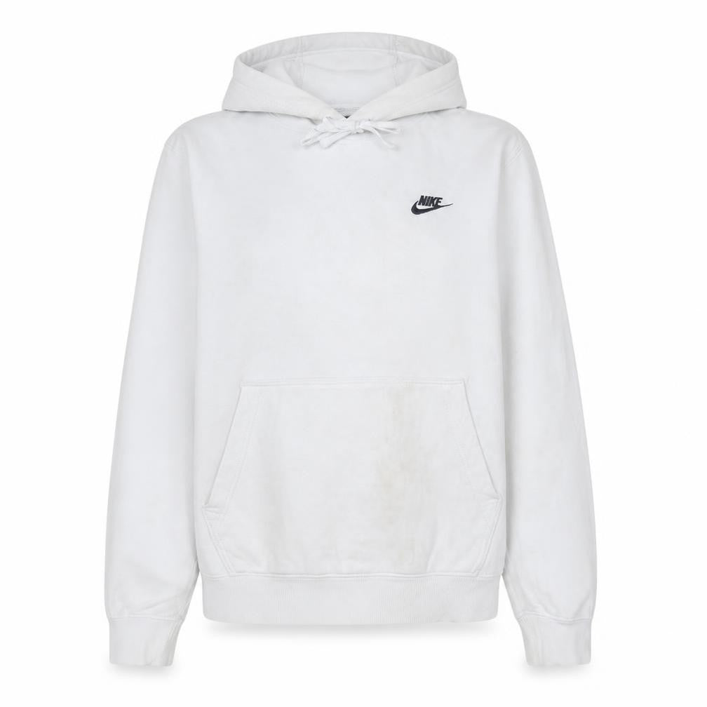 Front view of Nike Women's White Pullover Hoodie Small Logo Classic Fit
