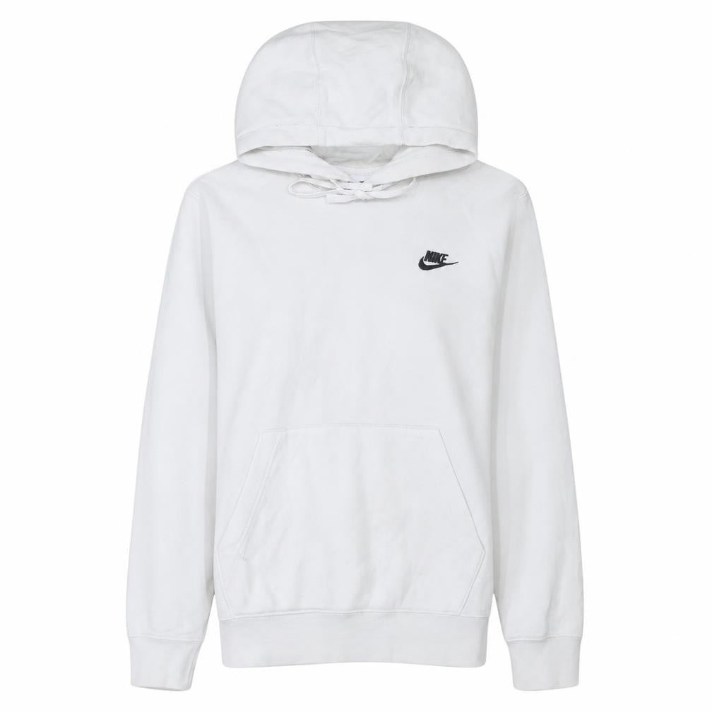 Front view of Nike Women's White XS Pullover Hoodie Cotton Blend Logo