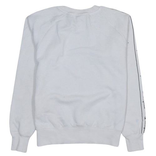 Champion Women's White Logo Tape Pullover Sweatshirt Small