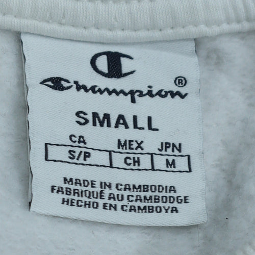 Champion Women's White Logo Tape Pullover Sweatshirt Small