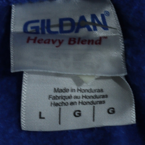 Gildan Men's Blue Graphic Crew Neck Pullover Sweatshirt L Heavy Blend