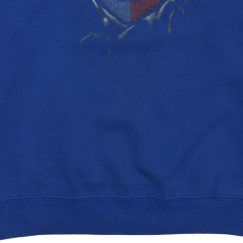 Gildan Men's Blue Graphic Crew Neck Pullover Sweatshirt L Heavy Blend