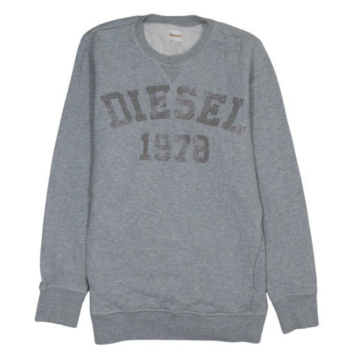 Diesel Men's Grey Cotton Crew Neck Graphic Sweatshirt S