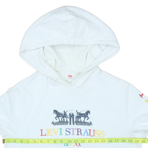 Levi's Women's White Pullover Hoodie Small Rainbow Logo