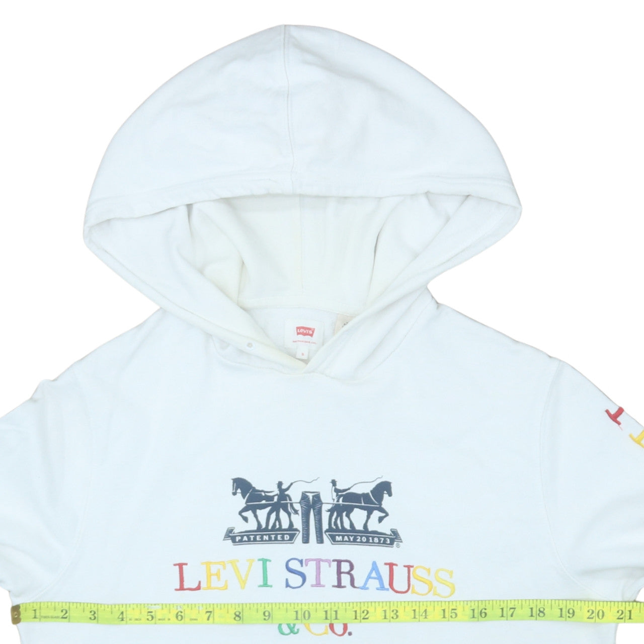 Levi's Women's White Pullover Hoodie Small Rainbow Logo