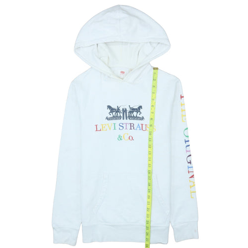 Levi's Women's White Pullover Hoodie Small Rainbow Logo