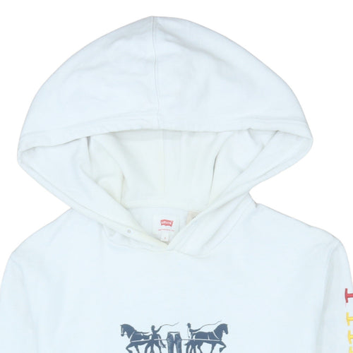 Levi's Women's White Pullover Hoodie Small Rainbow Logo