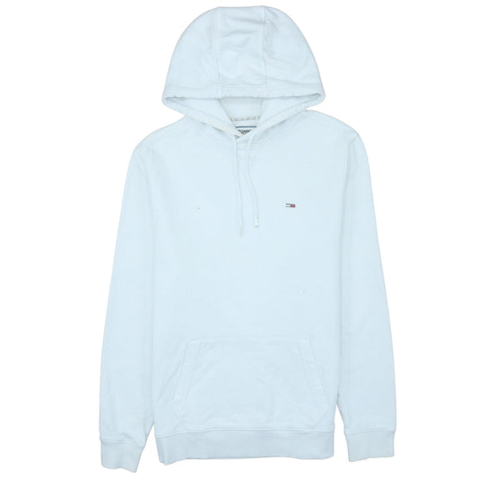 Tommy Jeans Men’s White Pullover Hoodie L Logo Graphic Patriotic Design