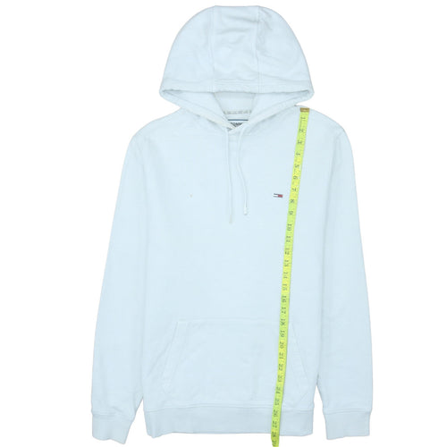 Tommy Jeans Men’s White Pullover Hoodie L Logo Graphic Patriotic Design