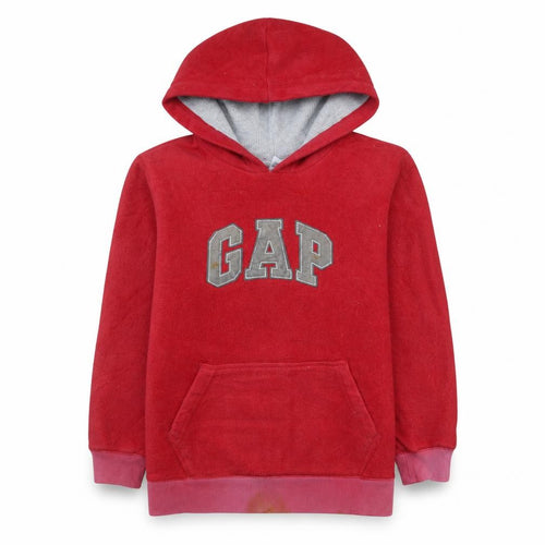 GAP Boys Red Fleece Pullover Hoodie Size 12 Years Warm Logo Sweatshirt
