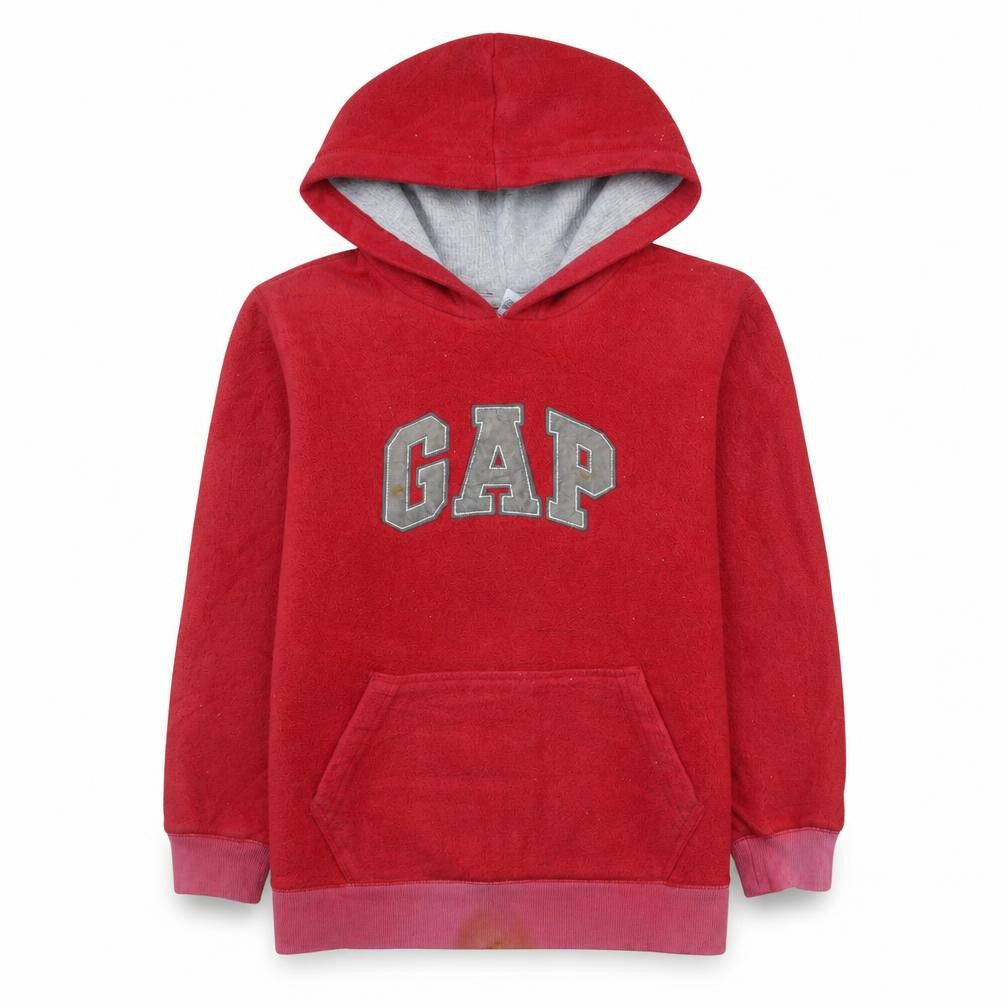 GAP Boys Red Fleece Pullover Hoodie Size 12 Years Warm Logo Sweatshirt