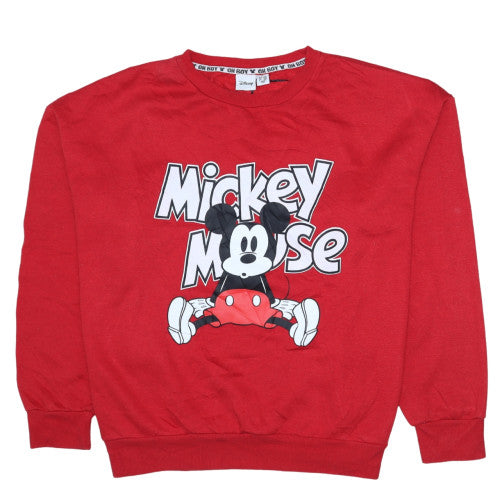 Disney Women Red Mickey Mouse Pullover Sweatshirt XL