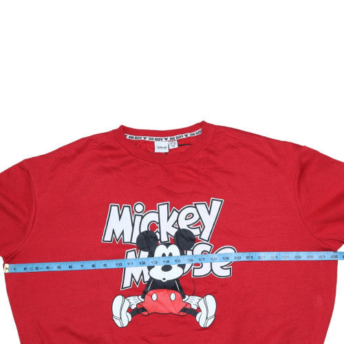 Disney Women Red Mickey Mouse Pullover Sweatshirt XL