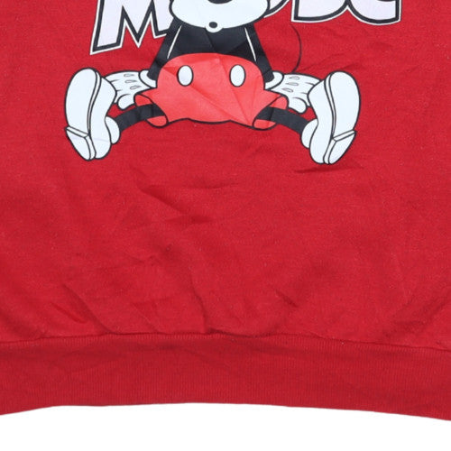 Disney Women Red Mickey Mouse Pullover Sweatshirt XL