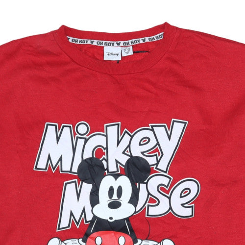 Disney Women Red Mickey Mouse Pullover Sweatshirt XL