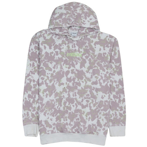 Gymshark Women's Pink Camo Pullover Hoodie Size L Cotton Blend