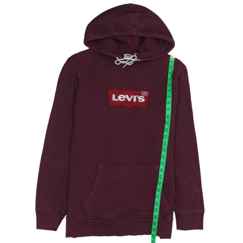 Levi's Womens Burgundy Pullover Hoodie XL Cotton Logo Sweatshirt