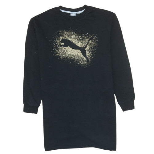 Puma Women’s Black Long Sleeve T-Shirt Dress M Sports Logo Casual