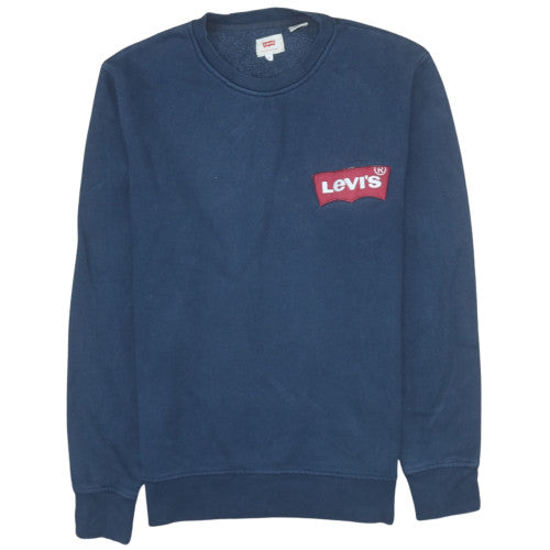 Levi's Men's Blue Crew Neck Sweatshirt M Cotton Logo Classic Style