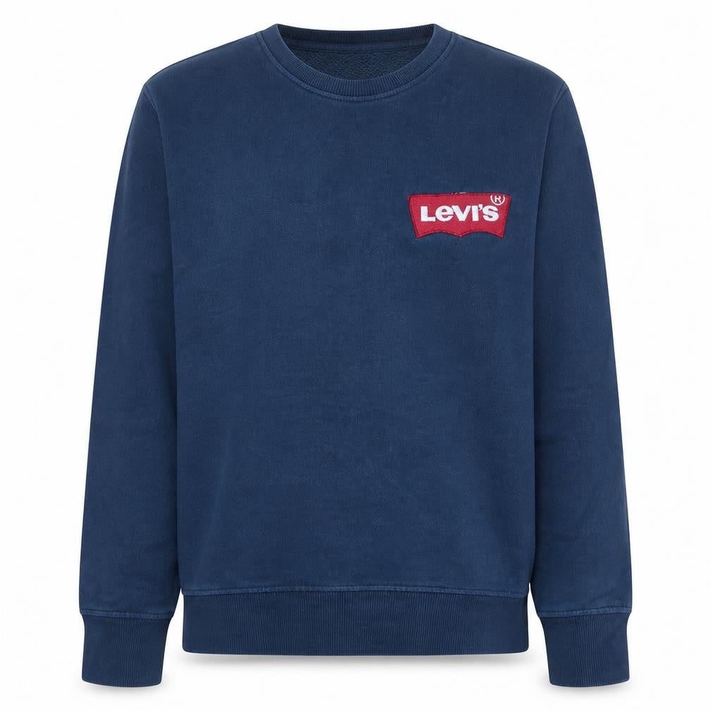 Front view of Levi's Men's Blue Crew Neck Sweatshirt M Cotton Logo Classic Style