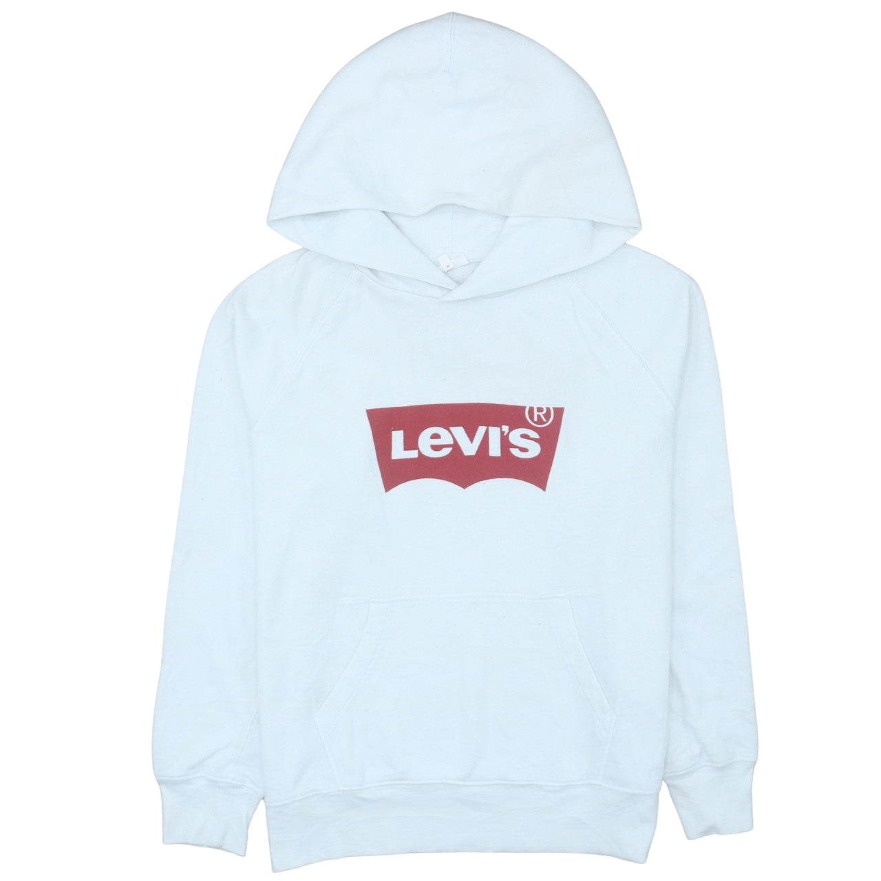 Levi's Women White Hoodie Medium Pullover Cotton Logo Casual