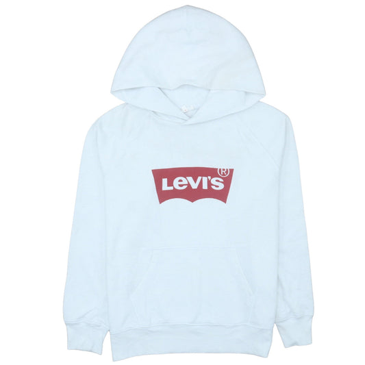Levi's Women White Hoodie Medium Pullover Cotton Logo Casual