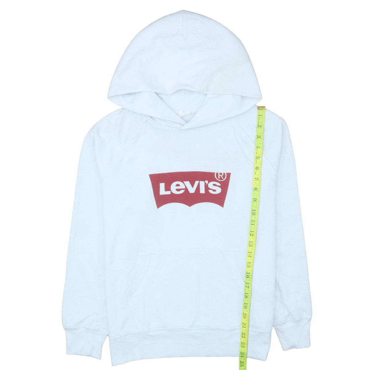 Levi's Women White Hoodie Medium Pullover Cotton Logo Casual