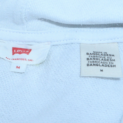 Levi's Women White Hoodie Medium Pullover Cotton Logo Casual